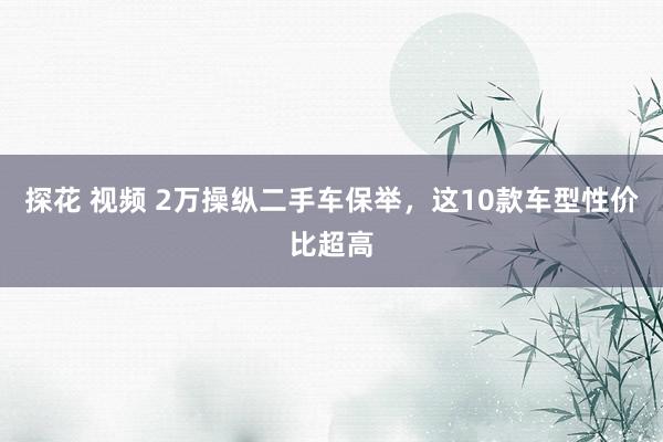 探花 视频 2万操纵二手车保举，这10款车型性价比超高