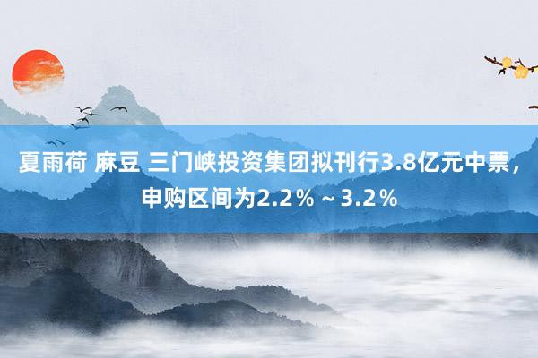 夏雨荷 麻豆 三门峡投资集团拟刊行3.8亿元中票，申购区间为2.2％～3.2％
