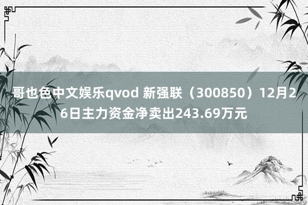 哥也色中文娱乐qvod 新强联（300850）12月26日主力资金净卖出243.69万元